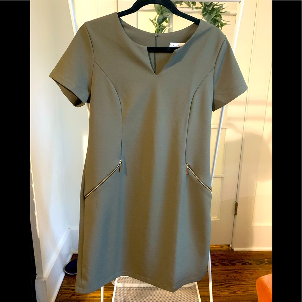 Olive sheath dress